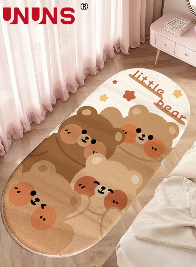 UNUNS Bedroom Mat,Cartoon Bedroom Rug,Comfortable And Soft Faux Cashmere Rug,Area Rugs for Bedroom,Cute Carpet Kid Funny Cartoon Rugs,Room Decor(Bear,60*120cm) - Image 2